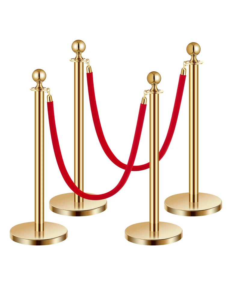 Vevor 4Pcs Gold Stanchion Post Crowd Control Queue Barrier Sand Injection Base