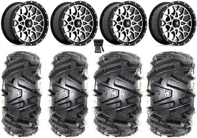 MSA Portal 16" Wheels Machined 30" Moto MTC Tires Kawasaki Mule Pro FXT KRX / - Imagem 1 de 4