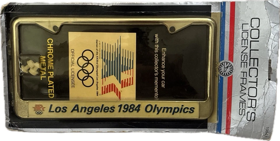 Marco porta etiquetas de metal cromado plateado de los Juegos Olímpicos de Los Ángeles 1984 NUEVO Foto 1 de 4