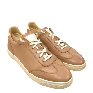 Brunello Cucinelli Sneaker Herren 45 hellbraun Leder Low Top Schnürung Gold Logo Absatz - Bild 1 von 12