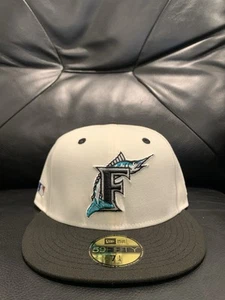 New Era 59Fifty Florida Marlins “Side Batty” Off White/Black Fitted Hat Club - Picture 1 of 4