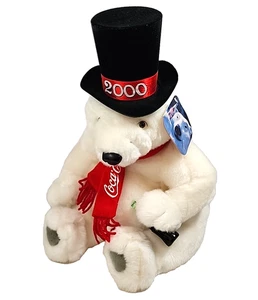 Coca-Cola Oso Polar Peluche Rojo Bufanda Sombrero 2000 14" - Imagen 1 de 13