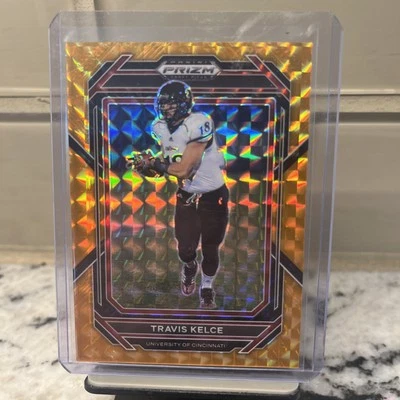 2023 Prizm Draft - Orange Finite Prizm #95 Travis Kelce 1/39 Kansas City Chiefs  - Image 1 of 4