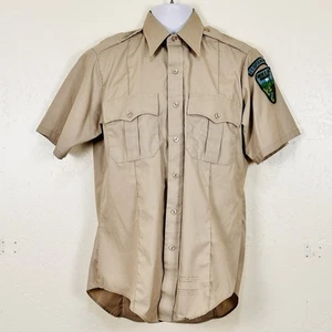 VTG Dept of Interior Bureau of Land Management Medium Khaki Work Shirt Lion USA - Picture 1 of 8
