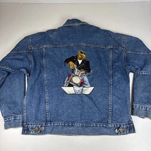 Vintage Joe Camel Cigarettes Joe Cool Biker Jean Denim Trucker Jacket Size L - Picture 1 of 24