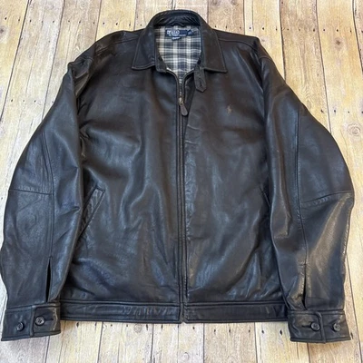 Chaqueta de cuero Polo Ralph Lauren piel de cordero XL vintage marrón suave Foto 1 de 4