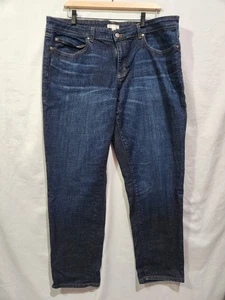 Eileen Fisher sz. 16 Dark Organic Cotton Slim Straight Stretch Blue Denim Jean - Picture 1 of 7