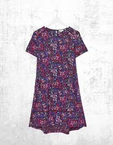 Ex Fat Face Women’s Short Sleeve Simone Abstract Jersey Dress in Purple - Picture 1 of 6