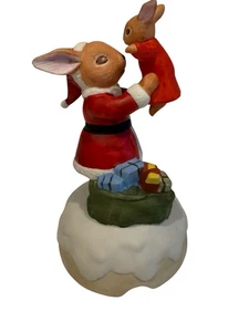 Caja de música vintage de porcelana Christmas Bunny 1986 firmada por Susan LaBelle CCCC - Imagen 1 de 9