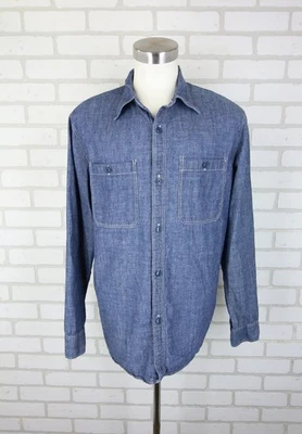 Wallace & Barnes Japanese Selvedge Chambray Naval Work Shirt Mens Large Button - Image 1 of 4