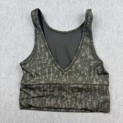 Camiseta sin mangas Lululemon Power Pivot para mujer 4 verde camuflaje elástico yoga gimnasio atlético Foto 1 de 4