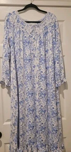 EILEEN WEST BLUE FLORAL NIGHTGOWN WOMENS SIZE L - Picture 1 of 3