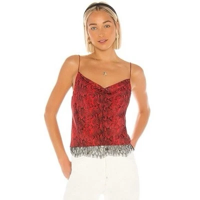 Alice Olivia Top Womens Small Silk Harmon Drapey Tank Snake Cherry Black Python - Image 1 of 4