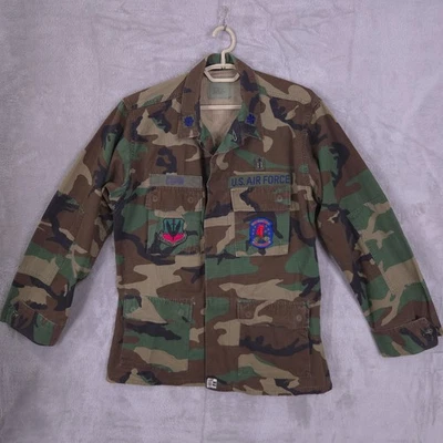 Vintage US Air Force Jacket Mens Medium Regular Woodland Camo Combat Patch 90s - Image 1 of 4