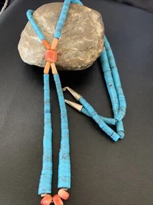 Blau Türkis Rosa Koralle Santo Domingo Sterlingsilber Halskette 30" 12517 - Bild 1 von 12