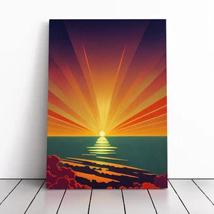 Furchtlos Abstrakt Ozean Sonnenuntergang Leinwand Wandbild Kunstdruck Gerahmtes Bild Wohndeko - Bild 1 von 4