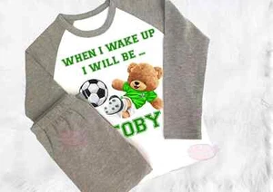 Personalised When i wake up Football theme birthday kids boys pyjamas - Picture 1 of 3
