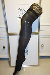 1 Pair Black Lace topped sheer thigh high nylon sexy hold ups/stockings new