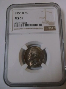 1950 D Jefferson Nickel MS 65 - Picture 1 of 5