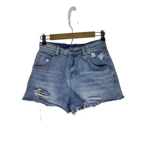 Princess Polly Women Size US 4 Shorts Denim Jean Cut Off Distressed High Rise - Picture 1 of 6