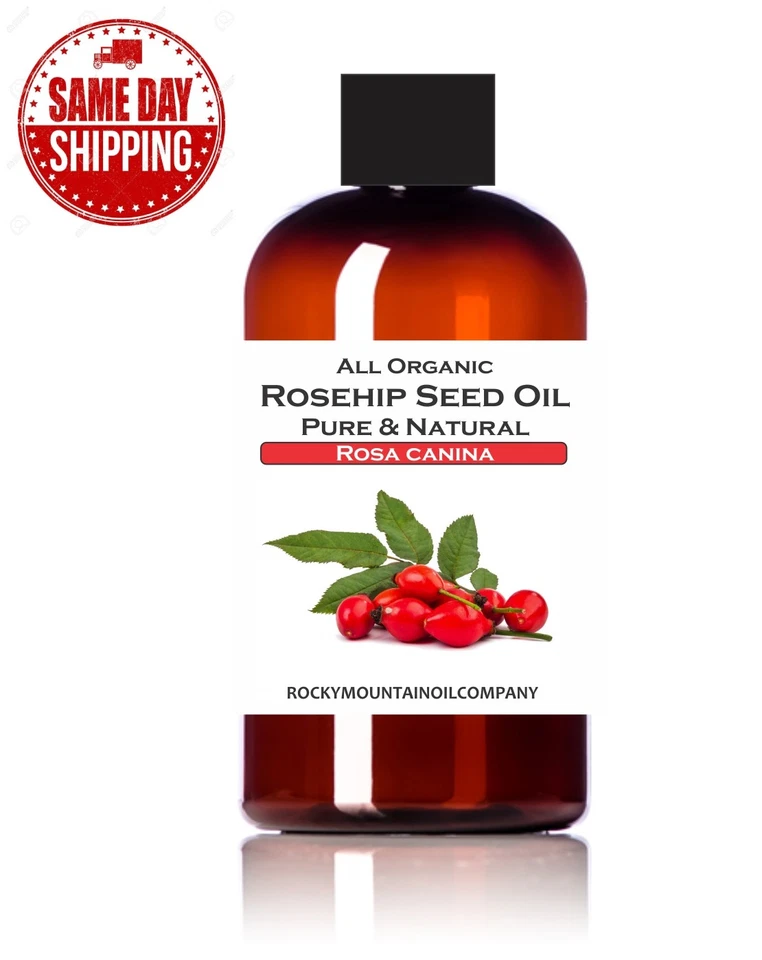 ACEITE DE SEMILLA DE ROSA MOSQUETA ORGÁNICO PREMIUM SELECT TOTALMENTE NATURAL 1 2 4 8 16 OZ Foto 1 de 1