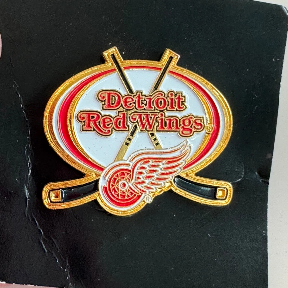 Vintage Detroit Red Wings Logo Lapel Pin Crossed Hockey Sticks NHL - Image 1 of 3