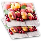 2 x Rectangle Stickers 7.5 cm - Juicy Fruit Peach Cherry Strawberry Cool Gift #1
