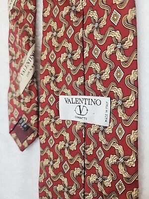 Corbata para hombre Valentino cintas doradas oxidadas tejido geométrico 100 % seda Italia Foto 1 de 4