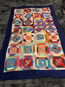 Chinesischer roter Bai Jia Bei Quilt Vintage Handarbeit Patchwork 30 x 48 - Bild 1 von 17