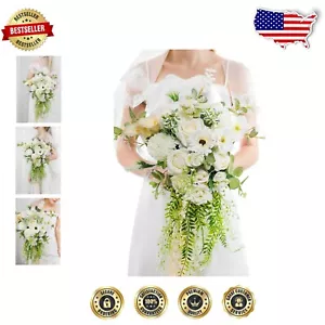 Premium 16-Inch Silk Wedding Bouquet - Lifelike Flowers for Perfect Ceremonies - Picture 1 of 9