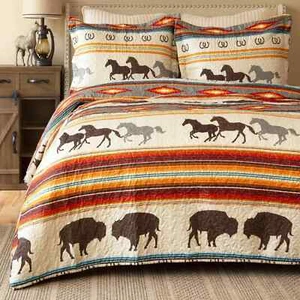 Western Stripe Quilt Set - Queen & King - Picture 1 of 8