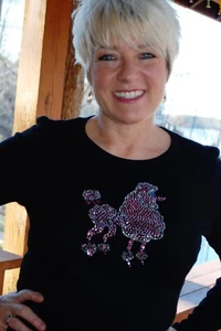 Rosa französischer Pudel Strass Bling Shirt oder Tank XS S M L XL XXL 1X 2X 3X 4X 5X - Bild 1 von 12