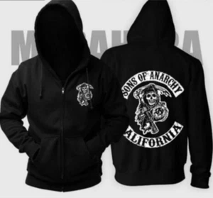 Unisex Sons Of Anarchy Cremallera Sudadera con Capucha Parche Bordado Moda Sudadera con Capucha - Imagen 1 de 10