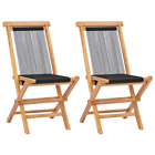 Nnevl Folding Garden Chairs 2 Pcs Solid Teak Wood And Rope