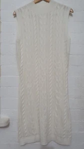 PINK DIAMOND Label Womens Cream High Neck Knit Midi Jumper Dress, Size S - Picture 1 of 9