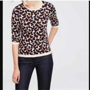Ann Taylor Animal Print Wool Pullover Crewneck Sweater Large - Picture 1 of 6