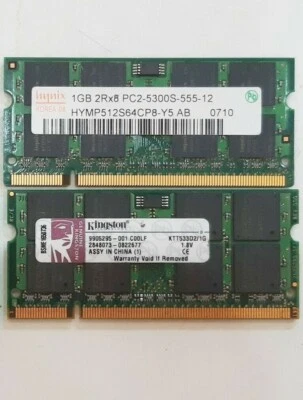 2Gb (2x1GB) DDR2 667Mhz 800Mhz PC2-5300 PC2-6400 SODIMM Memoria RAM p´ Portátil - Imagen 1 de 2