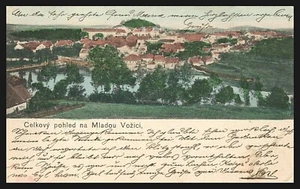 MLADOU VOZICI, REPÚBLICA CHECA, pueblo medieval vista de pájaro 1907 a 1920 - Imagen 1 de 2