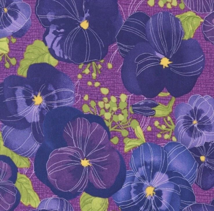 Fat Quarter Moda Pansys Posies By Robin Pickens Floral Leaf 100% Cotton Fabric - Image 1 of 1
