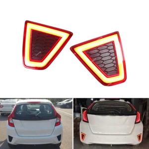Pair Rear Bumper Reflector Light LED Brake Lamp Fit For Honda Jazz/Fit 2014-2015 - Imagen 1 de 5