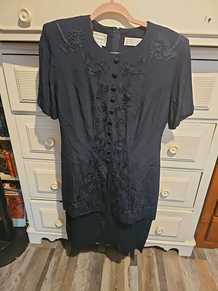Karin Stevens Blue Dress With Embroidery Size  8 - Image 1 of 4