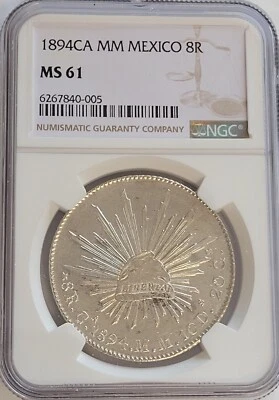 1894 Ca MM Mexico Silver 8 Reales - NGC MS61 - Image 1 of 3