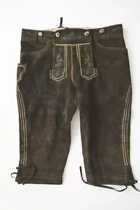 Kniebund Wildbock o.ä. Lederhose Stickerei braun Stockerpoint edel speckig Gr.54 - Bild 1 von 9