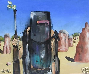  NED KELLY art painting orginal abstract Andy Baker Australia large - Picture 1 of 6