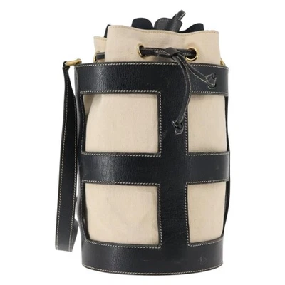 Auténtico bolso de hombro Salvatore Ferragamo de lona de cuero beige dorado BA7054 Foto 1 de 4