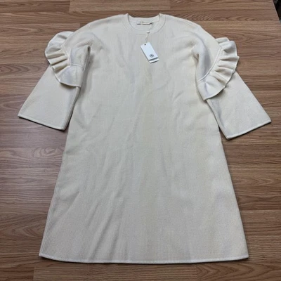 Vestido Tory Burch Para Mujer Grande Marfil Mezcla de Lana Ashley Manga Volantes Suéter Nuevo Foto 1 de 4