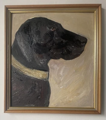 Original Mid Century Modernist Abstract Style Figurative Oil On Board Painting - Image 1 of 4