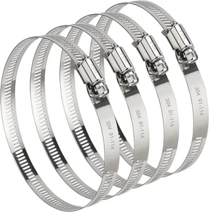 4 Pack 4" 304 Stainless Steel Hose Clamps, Adjustable 3.5"-4.5 - Picture 1 of 7