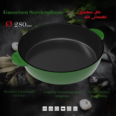 Gusseisen Pfanne Servierpfanne Bratpfanne Schmorpfanne Pfanne Ø 28 Emailliert - Bild 1 von 4