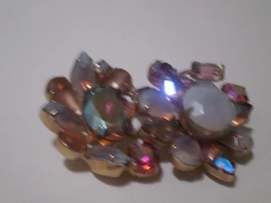 Kramer New York Vintage Floral Faux Opal AB große Strass Brosche bunt - Bild 1 von 5